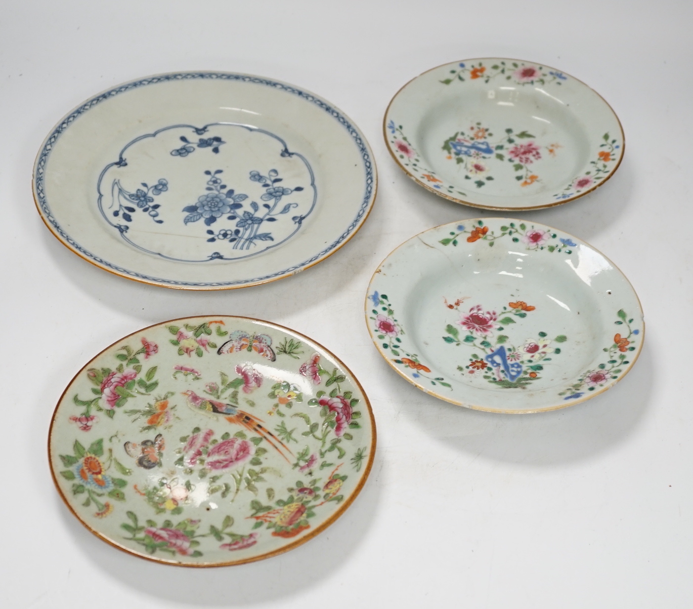 A group of mostly Chinese and Japanese ceramics, 18th century and later together with a Delft plate, tallest 30cm